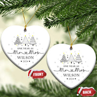 Personalized First Wedding Anniversary Christmas Ornament Custom Name One Year As Mr & Mrs - Wonder Print Shop