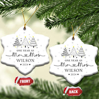 Personalized First Wedding Anniversary Christmas Ornament Custom Name One Year As Mr & Mrs - Wonder Print Shop