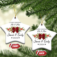 Personalised First Xmas as Mr & Mrs Christmas Ornament Custom Name Keepsake Wedding Gifts for Newlywed Couple - Wonder Print Shop