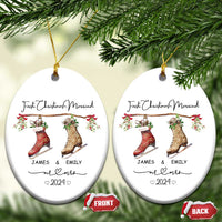 Personalised First Xmas Married Christmas Ornament Custom Name Mr & Mrs Wedding Gifts for Newlywed Couple - Wonder Print Shop