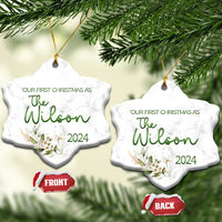 Personalised First Xmas Married Christmas Ornament Custom Name 2024 Keepsake Wedding Gifts for Newlywed Couple - Wonder Print Shop