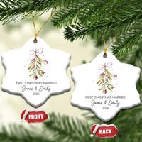 Personalised First Xmas Married Christmas Ornament Custom Name 2024 Keepsake Wedding Gifts for Couple - Wonder Print Shop