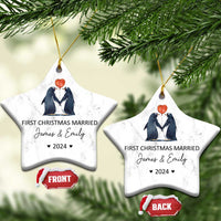 Personalised First Xmas Married Christmas Ornament Custom Name 2024 Wedding Gifts for Couple Her or Him - Wonder Print Shop