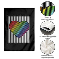 LGBT Pride Garden Flag LGBTQ Support Retro Valentines Rainbow Heart - Wonder Print Shop