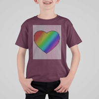 Retro Valentines Rainbow Heart T Shirt For Kid LGBT Pride LGBTQ Support