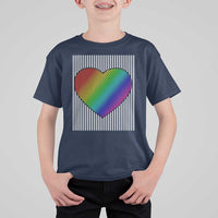 Retro Valentines Rainbow Heart T Shirt For Kid LGBT Pride LGBTQ Support