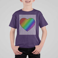Retro Valentines Rainbow Heart T Shirt For Kid LGBT Pride LGBTQ Support