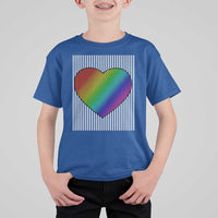 Retro Valentines Rainbow Heart T Shirt For Kid LGBT Pride LGBTQ Support