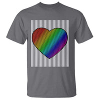 Retro Valentines Rainbow Heart T Shirt LGBT Pride LGBTQ Support