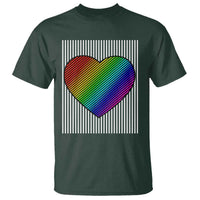 Retro Valentines Rainbow Heart T Shirt LGBT Pride LGBTQ Support