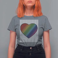 Retro Valentines Rainbow Heart T Shirt For Women LGBT Pride LGBTQ Support