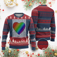LGBT Pride Knitted Sweatshirt LGBTQ Support Retro Valentines Rainbow Heart - Wonder Print Shop