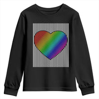 LGBT Pride Youth Sweatshirt LGBTQ Support Retro Valentines Rainbow Heart