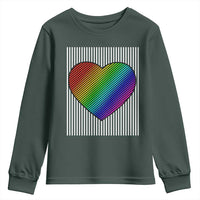 LGBT Pride Youth Sweatshirt LGBTQ Support Retro Valentines Rainbow Heart