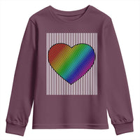 LGBT Pride Youth Sweatshirt LGBTQ Support Retro Valentines Rainbow Heart