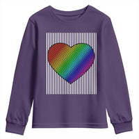 LGBT Pride Youth Sweatshirt LGBTQ Support Retro Valentines Rainbow Heart