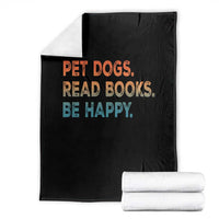Dog Book Lovers Throw Blanket Retro Pet Dogs Read Books Be Happy