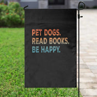 Dog Book Lovers Garden Flag Retro Pet Dogs Read Books Be Happy