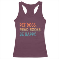 Dog Book Lovers Racerback Tank Top Retro Pet Dogs Read Books Be Happy