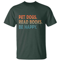 Dog Book Lovers T Shirt Retro Pet Dogs Read Books Be Happy