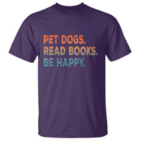 Dog Book Lovers T Shirt Retro Pet Dogs Read Books Be Happy