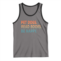 Dog Book Lovers Tank Top Retro Pet Dogs Read Books Be Happy