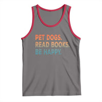 Dog Book Lovers Tank Top Retro Pet Dogs Read Books Be Happy