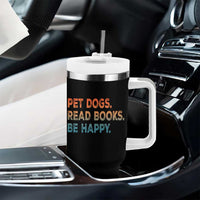 Dog Book Lovers Tumbler With Handle Retro Pet Dogs Read Books Be Happy