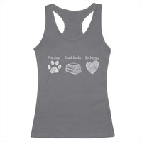 Funny Dog Book Lovers Racerback Tank Top Pet Dogs Read Books Be Happy