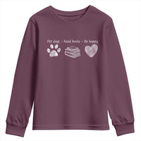 Funny Dog Book Lovers Youth Sweatshirt Pet Dogs Read Books Be Happy