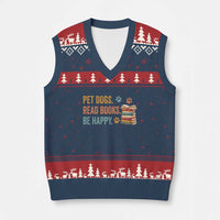 Retro Dog Book Lovers V-Neck Knit Sweater Vest Bookish Dog Mom Gift