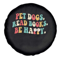 Dog Book Lover Spare Tire Cover Retro Groovy Flower Bookish Dog Mom Gift