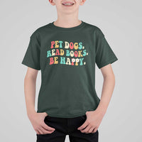 Dog Book Lover T Shirt For Kid Retro Groovy Flower Bookish Dog Mom Gift