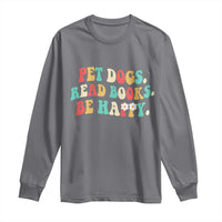 Dog Book Lover Long Sleeve Shirt Retro Groovy Flower Bookish Dog Mom Gift