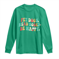 Dog Book Lover Long Sleeve Shirt Retro Groovy Flower Bookish Dog Mom Gift