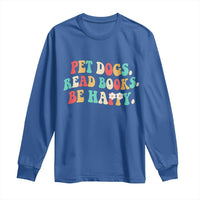 Dog Book Lover Long Sleeve Shirt Retro Groovy Flower Bookish Dog Mom Gift
