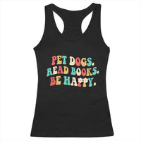 Dog Book Lover Racerback Tank Top Retro Groovy Flower Bookish Dog Mom Gift