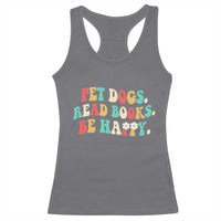 Dog Book Lover Racerback Tank Top Retro Groovy Flower Bookish Dog Mom Gift