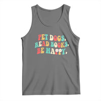 Dog Book Lover Tank Top Retro Groovy Flower Bookish Dog Mom Gift