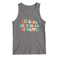 Dog Book Lover Tank Top Retro Groovy Flower Bookish Dog Mom Gift