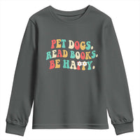 Dog Book Lover Youth Sweatshirt Retro Groovy Flower Bookish Dog Mom Gift