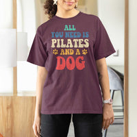 Funny Pilates Dog Lover T Shirt For Women Retro All You Need Is Pilates And A Dog