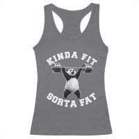 Funny Gym Racerback Tank Top Kinda Fit Sorta Fat Panda Weightlifting Workout