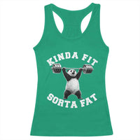 Funny Gym Racerback Tank Top Kinda Fit Sorta Fat Panda Weightlifting Workout