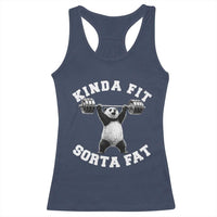 Funny Gym Racerback Tank Top Kinda Fit Sorta Fat Panda Weightlifting Workout