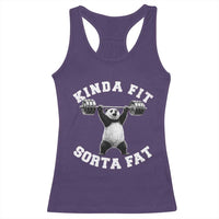 Funny Gym Racerback Tank Top Kinda Fit Sorta Fat Panda Weightlifting Workout