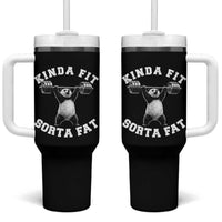 Funny Gym Tumbler With Handle Kinda Fit Sorta Fat Panda Weightlifting Workout
