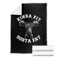 Funny Gym Throw Blanket Kinda Fit Sorta Fat Bear Weightlifting Workout