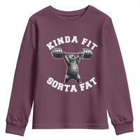 Funny Gym Youth Sweatshirt Kinda Fit Sorta Fat Bear Weightlifting Workout
