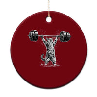 Funny Cat Gym Ceramic Ornament Weightlifting Workout